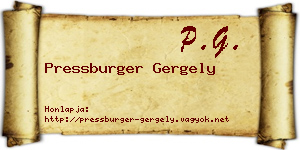 Pressburger Gergely névjegykártya